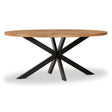 Viento Oak 6 Seater Sunburst Oval Elip Dining Table with Black Spider Legs - 180cm