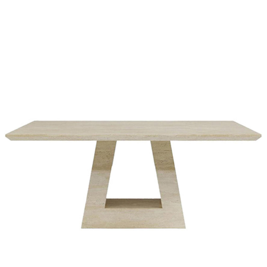 Milan Travertine Beige Engineered Marble 6 Seater Dining Table - Sizes Available