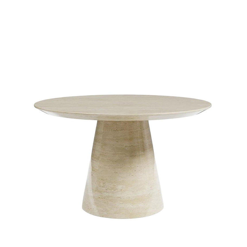 Modena Travertine Beige Engineered Marble 4-6 Seater Round Dining Table - 130cm