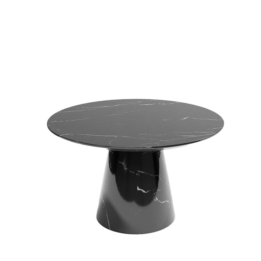 Modena Black Marquina Engineered Marble 4-6 Seater Round Dining Table - 130cm