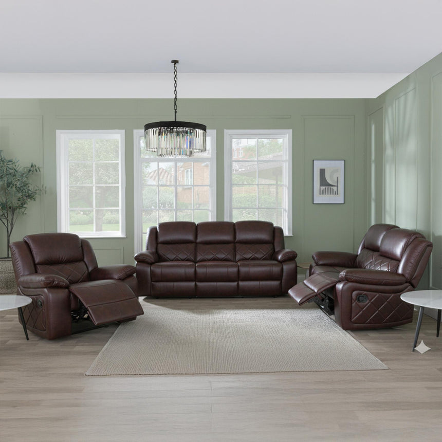 Bentley Brown Leather Recliner Sofa Set-3
