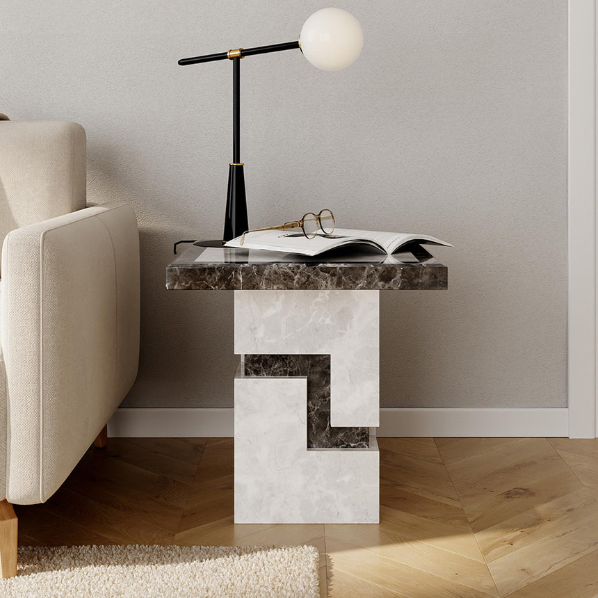 Venice Armani Grey Engineered Marble Side Table-2