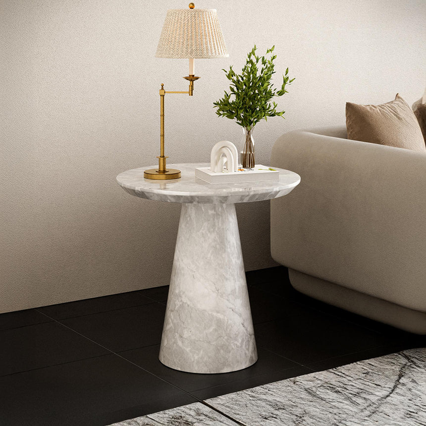 Carrera Armani Grey Engineered Marble Round Side Table-4