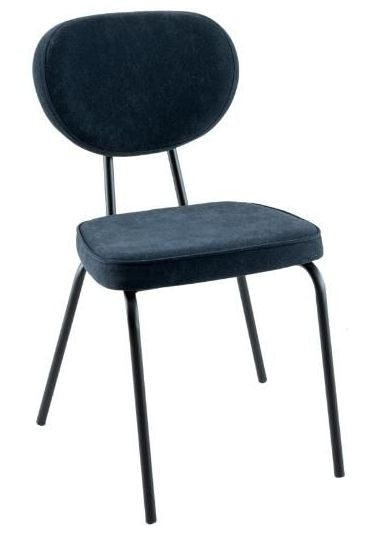Solomon Blue Fabric Dining Chair with Black Legs