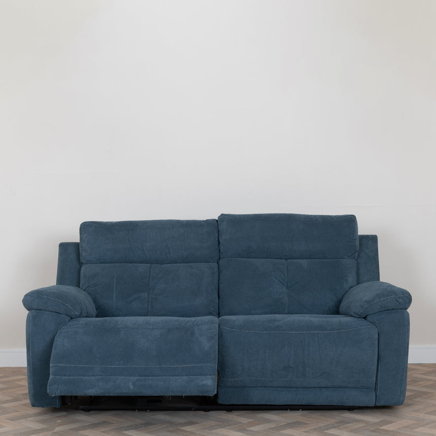 Nancy Ancona Blue Fabric 3 Seater Electric Recliner Sofa