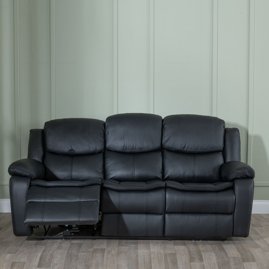 Stamford Black Leather 3 Seater Recliner Sofa