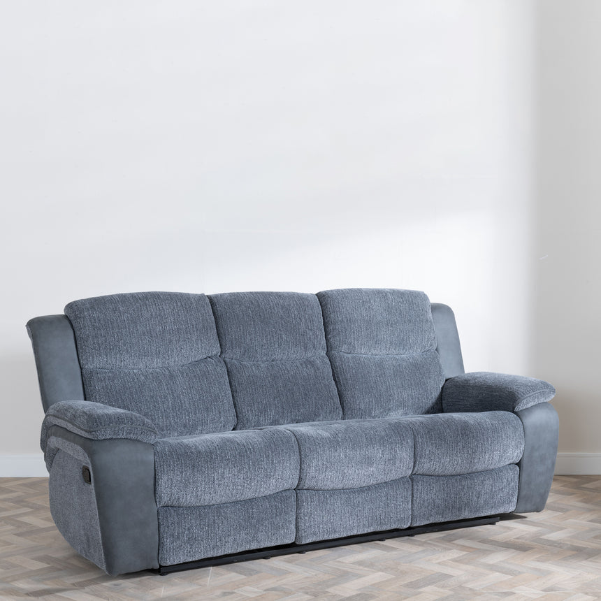 Bexley Grey Fabric 3 Seater Recliner Sofa