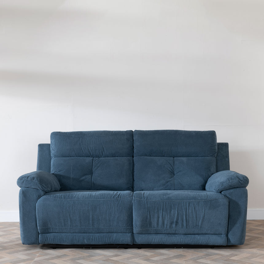 Nancy Ancona Blue Fabric 3 Seater Electric Recliner Sofa