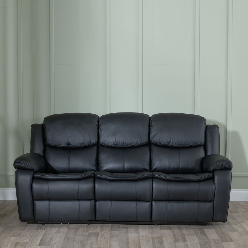 Stamford Black Leather 3 Seater Recliner Sofa