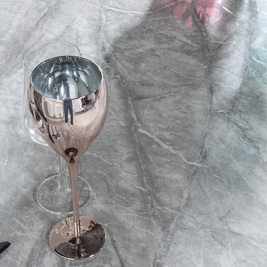 Verona 8 Seater Grey Marble and Chrome Dining Table with Artistic Base - 220cm