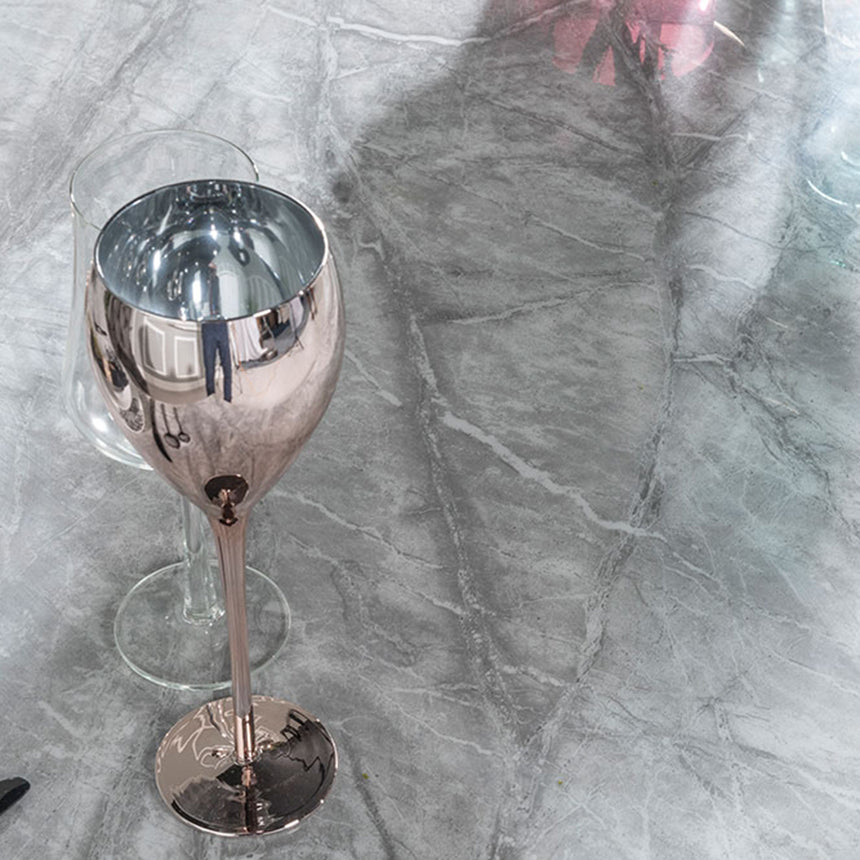 Verona Grey Marble and Chrome Console Table with Artistic Base