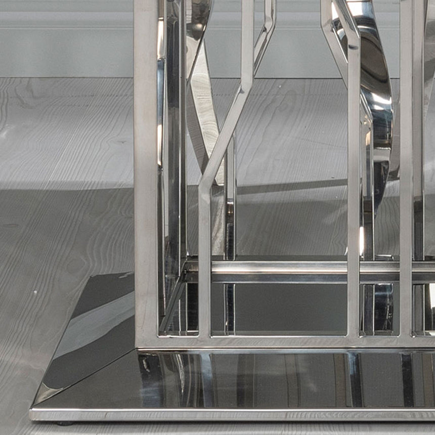 Verona 8 Seater Grey Marble and Chrome Dining Table with Artistic Base - 220cm