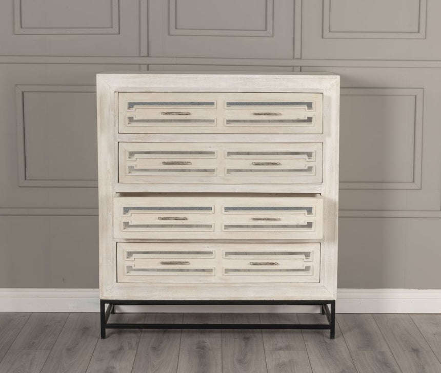 Geo White Mirrored Chest of Drawer - 4 Drawer-2