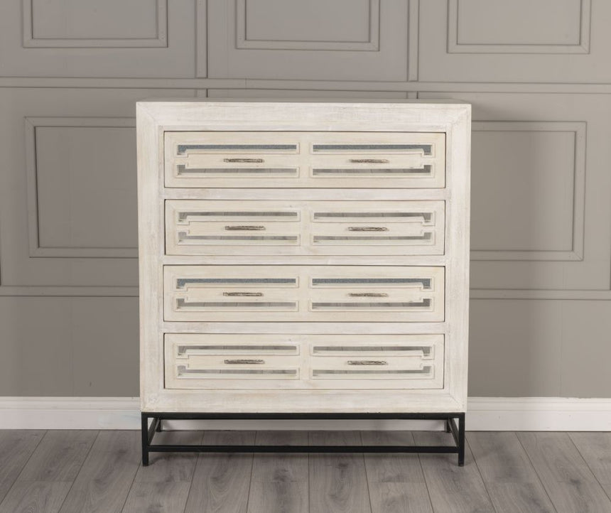 Geo White Mirrored Chest of Drawer - 4 Drawer-3
