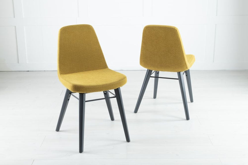 Gabi Mustard Dining Chair, Velvet Fabric Upholstered with Black Metal Legs-2