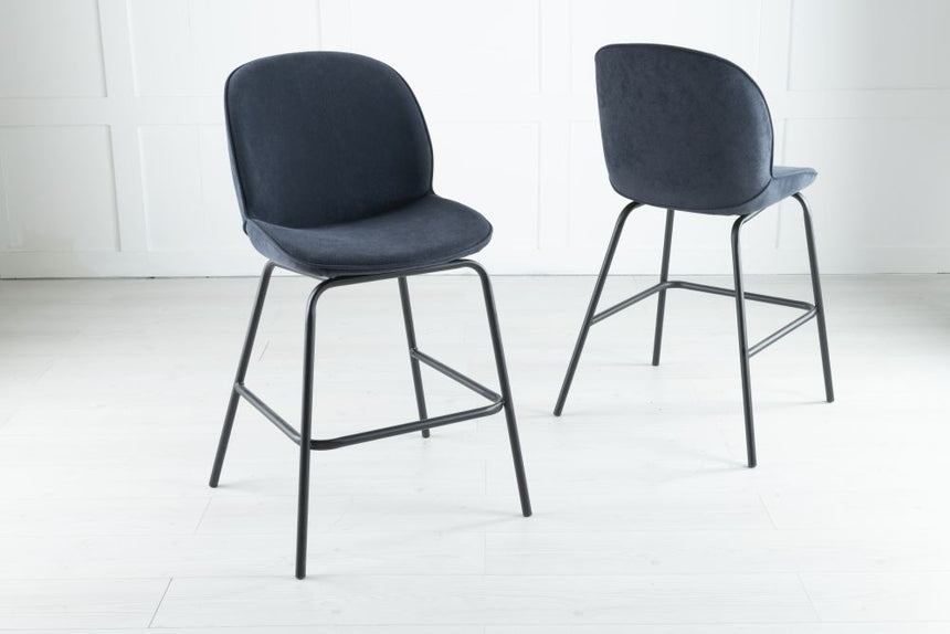 Etta Blue Fabric Bar Stool with Black Footrest-2