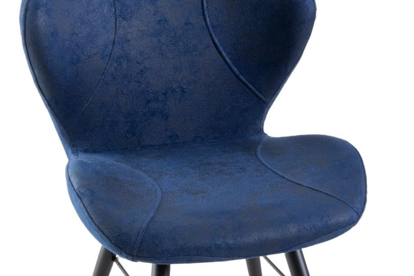 Arctic Blue Dining Chair, Velvet Fabric Upholstered with Round Black Metal Legs-5