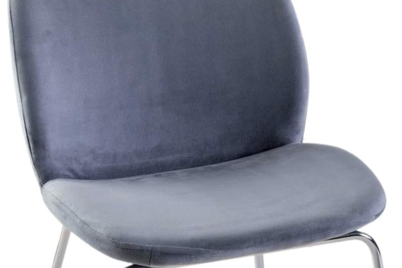 Baron Grey Dining Chair, Velvet Fabric Upholstered with Chrome Legs-5