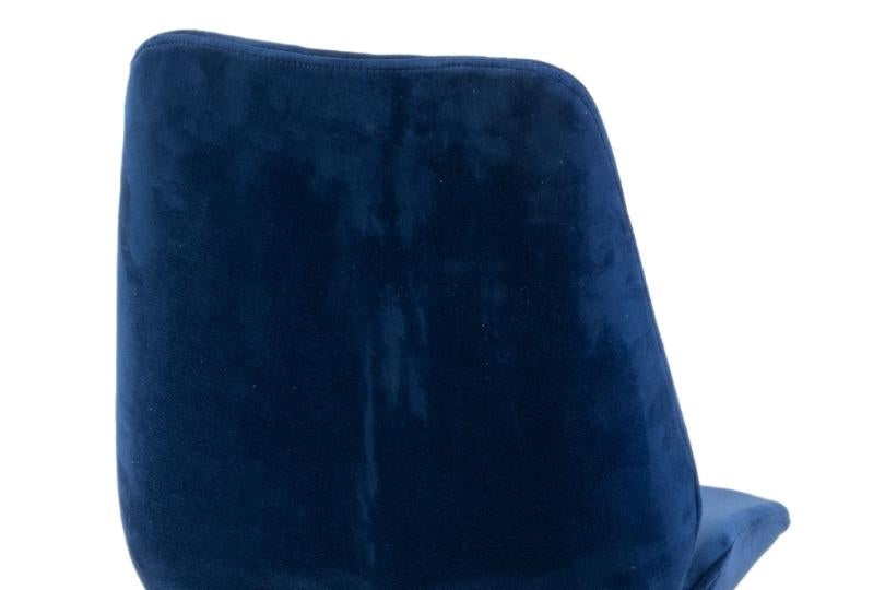 Soho Blue Dining Chair, Velvet Fabric Upholstered with Chrome Sled Base-4