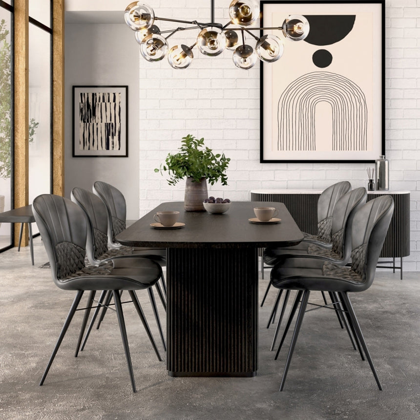 Lucas Black 8 Seater Fluted Dining Table