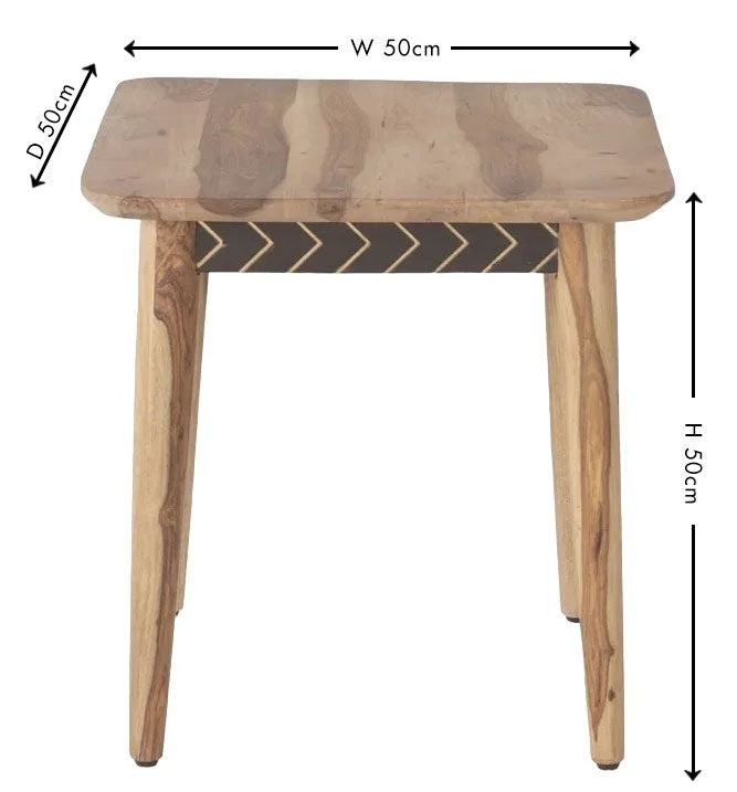 Luxuria Sheesham End Table, Indian Wood, Square Top-5