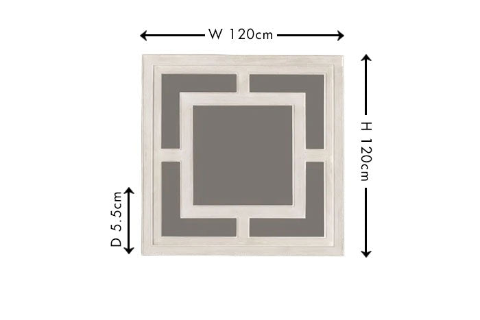 Geo White Washed Wall Mirror, Solid Mango Wood Square - 120cm x 120cm-5