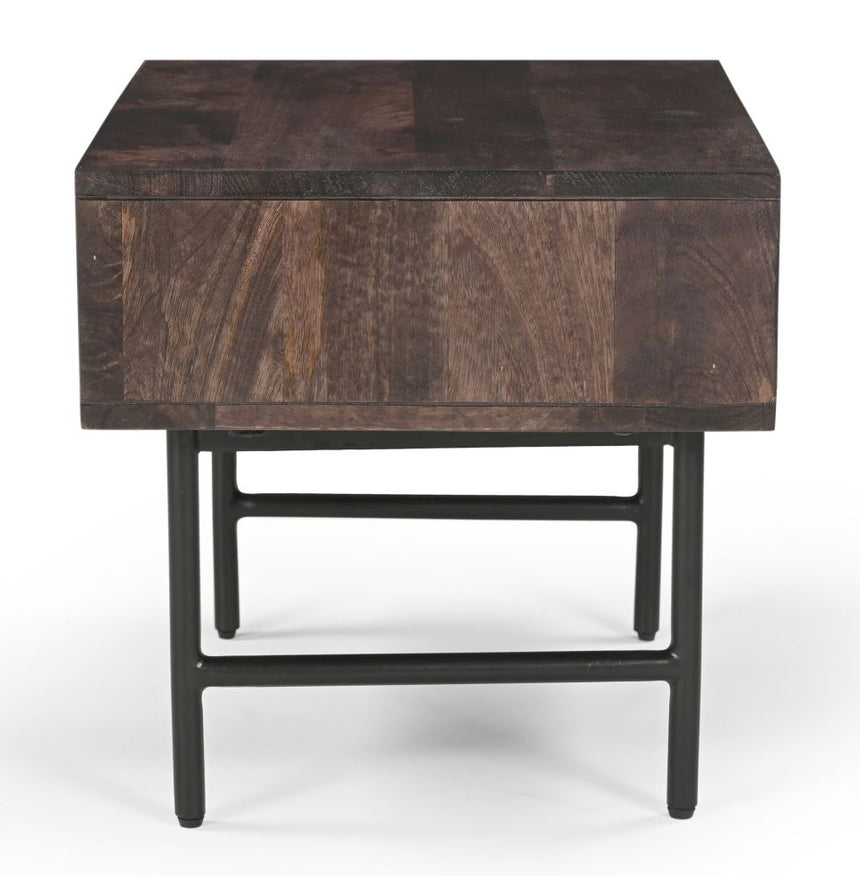 Highgrove Fluted Lamp Table in Walnut Finished Mango Wood-5