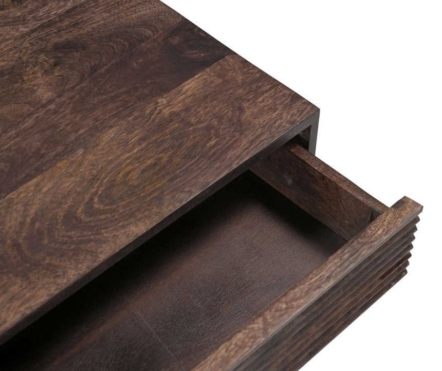 Highgrove Fluted Lamp Table in Walnut Finished Mango Wood-7