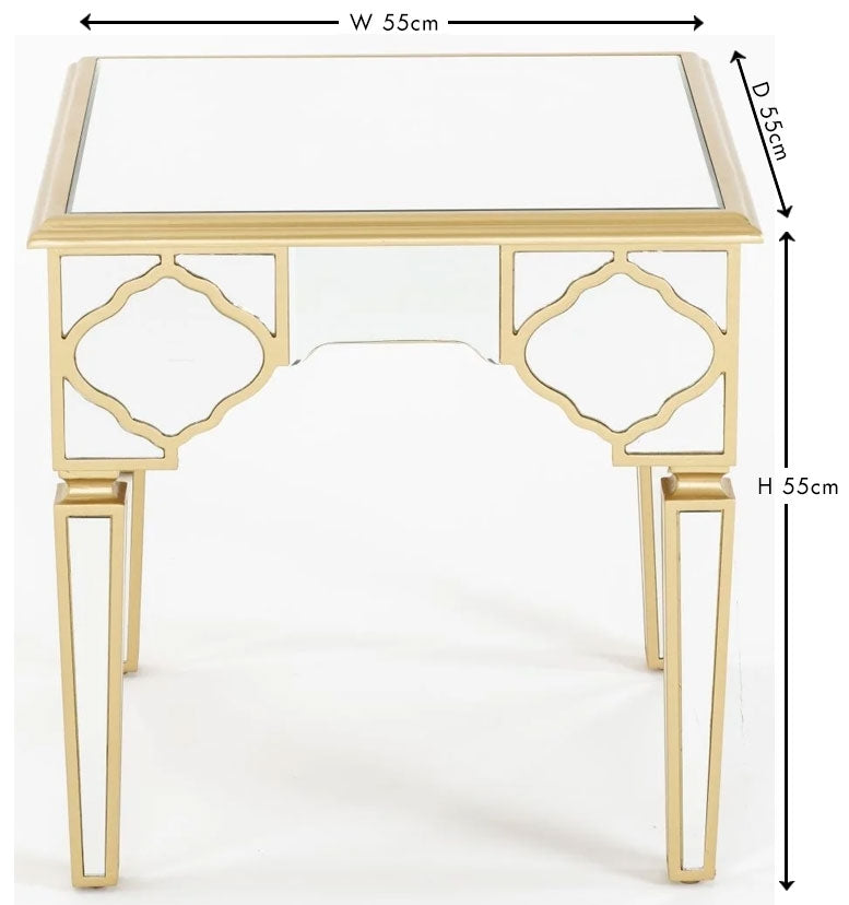 Casablanca Mirrored Gold Trim Side Table-8