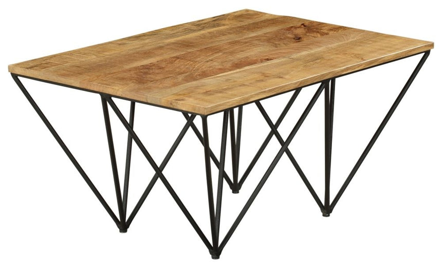 Cosgrove Industrial Chic Coffee Table - Mango Wood with Black Metal Hairpin Legs-5