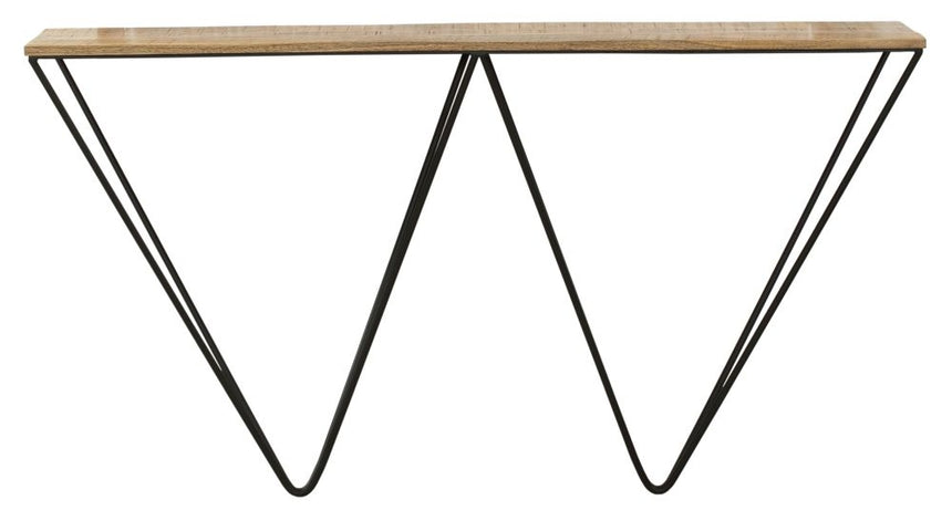 Cosgrove Industrial Chic Console Table - Mango Wood with Black Metal Hairpin Legs-2