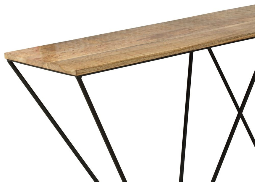 Cosgrove Industrial Chic Console Table - Mango Wood with Black Metal Hairpin Legs-3