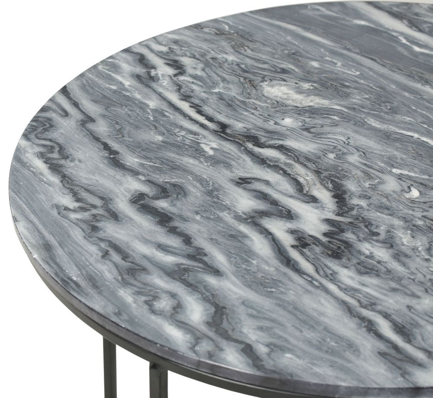 The Glam Home Black Round Coffee Table, Marble Top-3