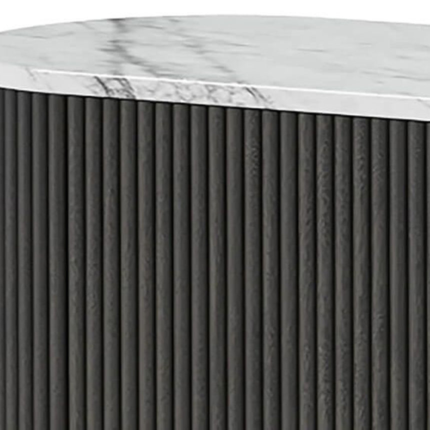 Lucas Black 150cm Fluted Curved TV Unit with White Marble Top