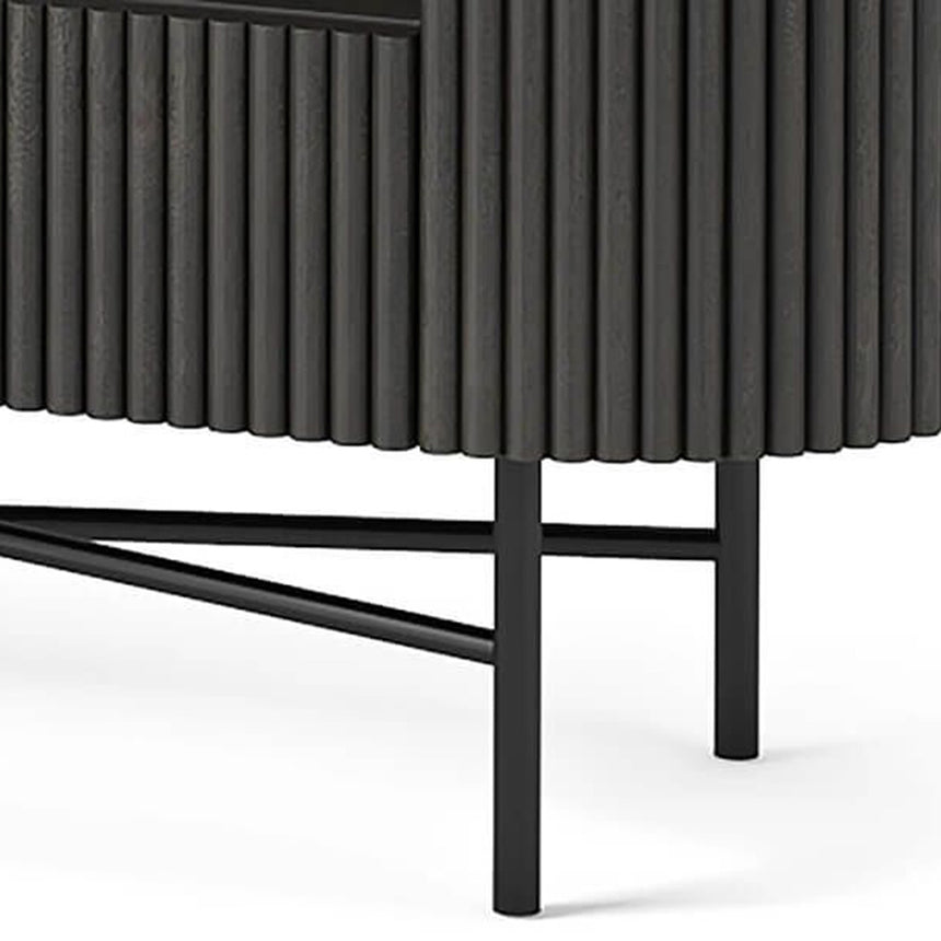 Lucas Black 150cm Fluted Curved TV Unit with White Marble Top