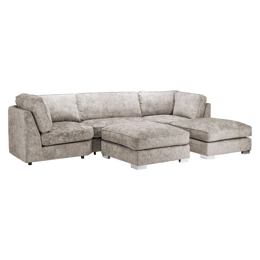 Bishop Fullback Truffle Velvet Fabric U Shape Corner Sofa Suite-5