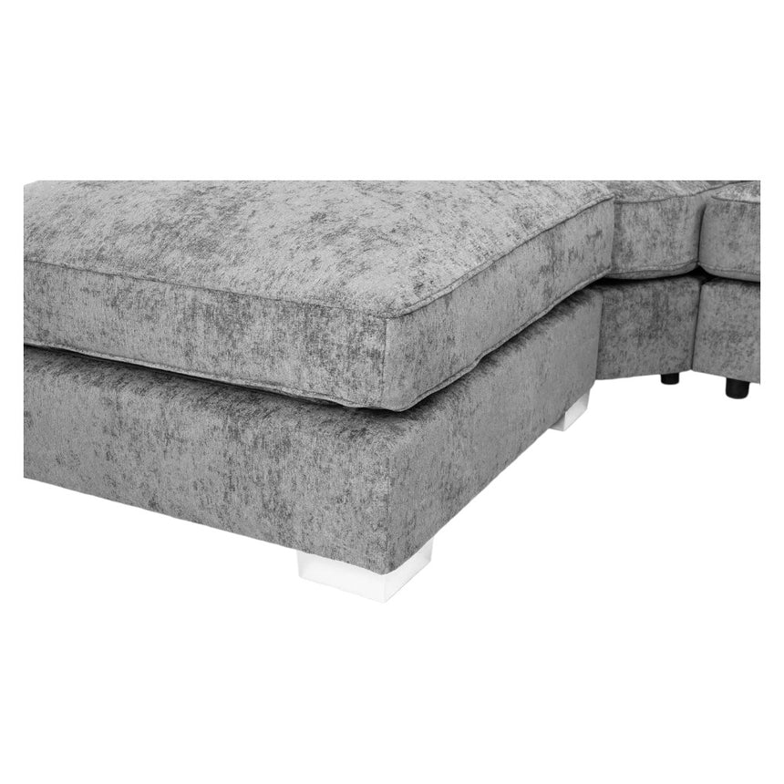Bishop Scatterback Platinum Velvet Fabric U Shape Corner Sofa Suite-2