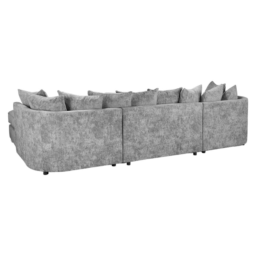 Bishop Scatterback Platinum Velvet Fabric U Shape Corner Sofa Suite-6