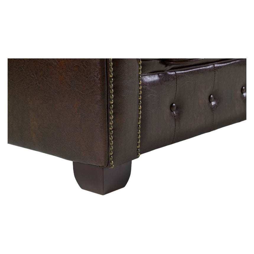 Chesterfield Antique Brown 3+2 Seater Sofa-5