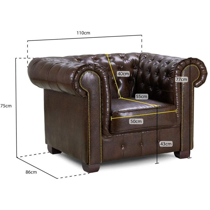 Chesterfield Antique Brown Armchair-7