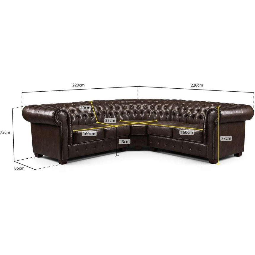 Chesterfield Antique Brown Large Corner Sofa-7