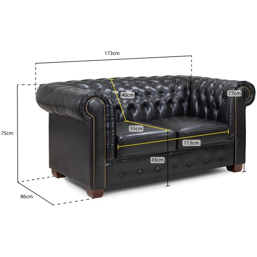 Chesterfield Oxblood Red 2 Seater Sofa-7