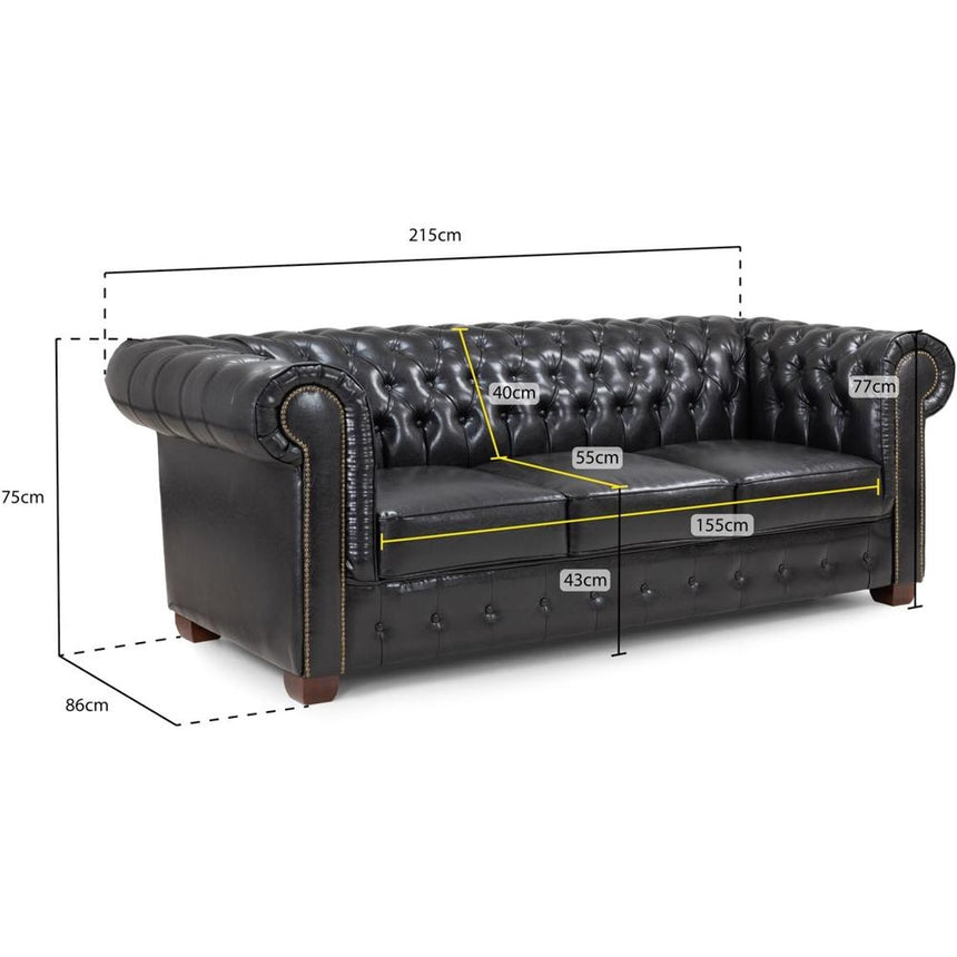 Chesterfield Oxblood Red 3 Seater Sofa-7