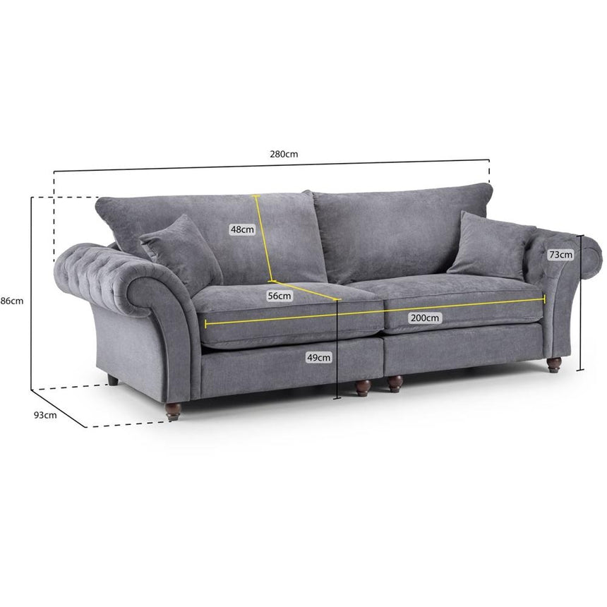 Windsor Fullback Grey 4 Seater Sofa-7