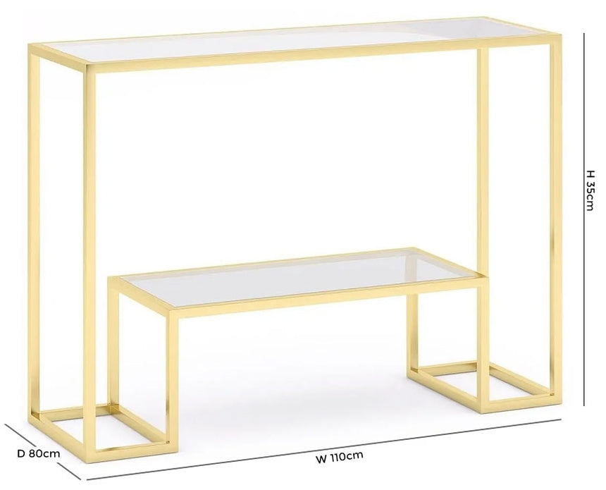 Knightsbridge Glass and Gold Console Table-5