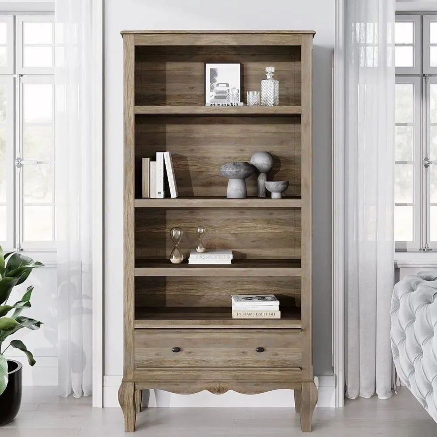 Fleur French Style Grey Wide Bookcase-5