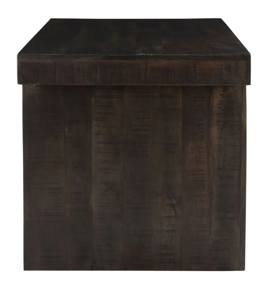 Dakota Mango Wood TV Unit, Indian Dark Walnut Rustic Finish, Medium Cabinet 110cm, Stand Upto 43in Plasma TV - H 60cm-3