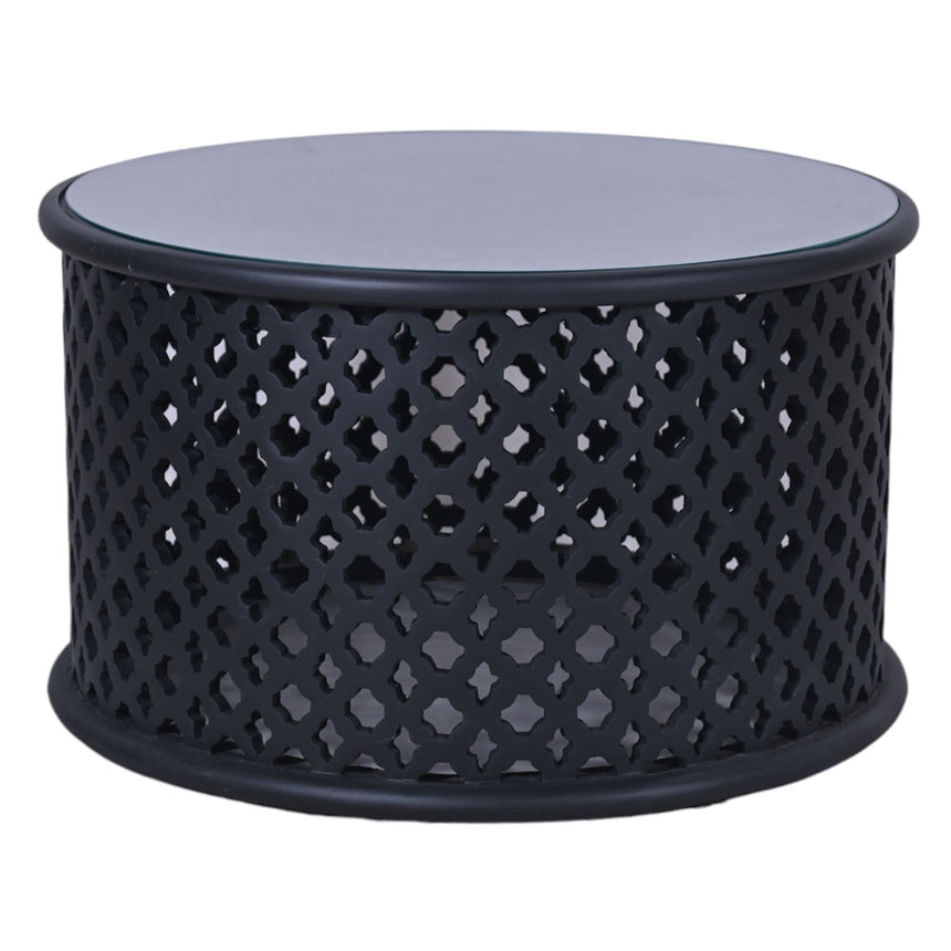 Jaipur Lattice Black Mango Wood Round Coffee Table-5