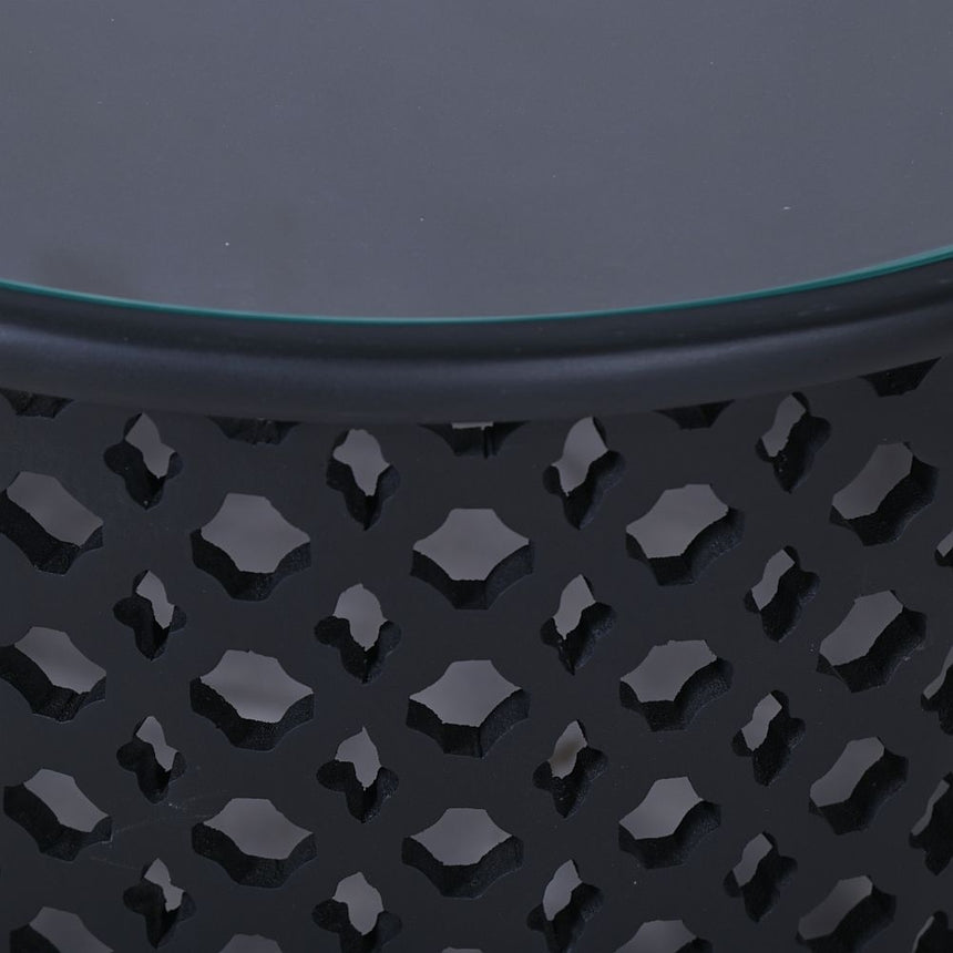 Jaipur Lattice Black Mango Wood Round Coffee Table-7