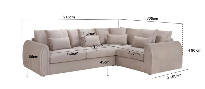 Mirabel Mocha Left Hand Facing Corner Sofa-3
